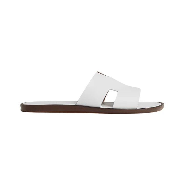 1_dfed6fb6-a931-4ef0-bda9-8a0eae0edc8e Hermes Izmir Sandal Blanc Smooth Calfskin Leather - Image 1