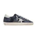 Golden Goose Super-Star in blue suede with silver glitter star and leather heel tab(Women's)