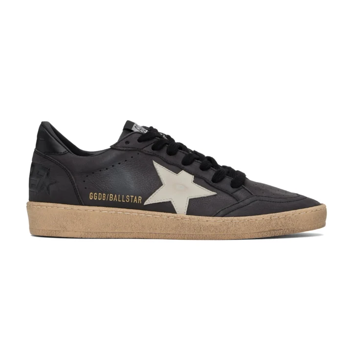 A07386BF-4EFA-4031-930C-CE248F636BE2_6bf5f84f-c391-4a28-98be-e6b970f2bc01 Golden Goose Ball Star in glitter with leather star and metallic leather heel tab Dark Grey Sand(Men) - Image 1