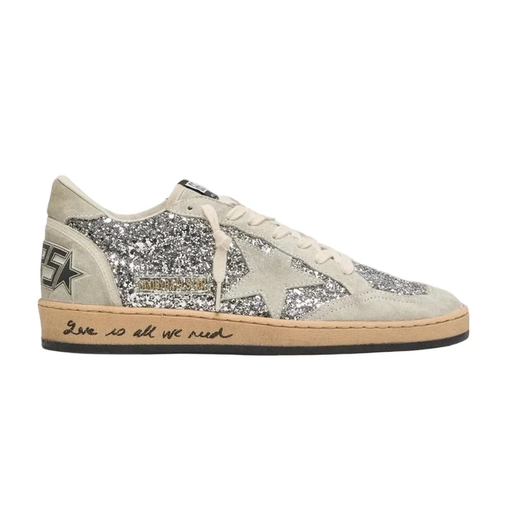 IMG-9164 Golden Goose Ball Star in silver glitter with ice-gray suede inserts(women) - Image 1