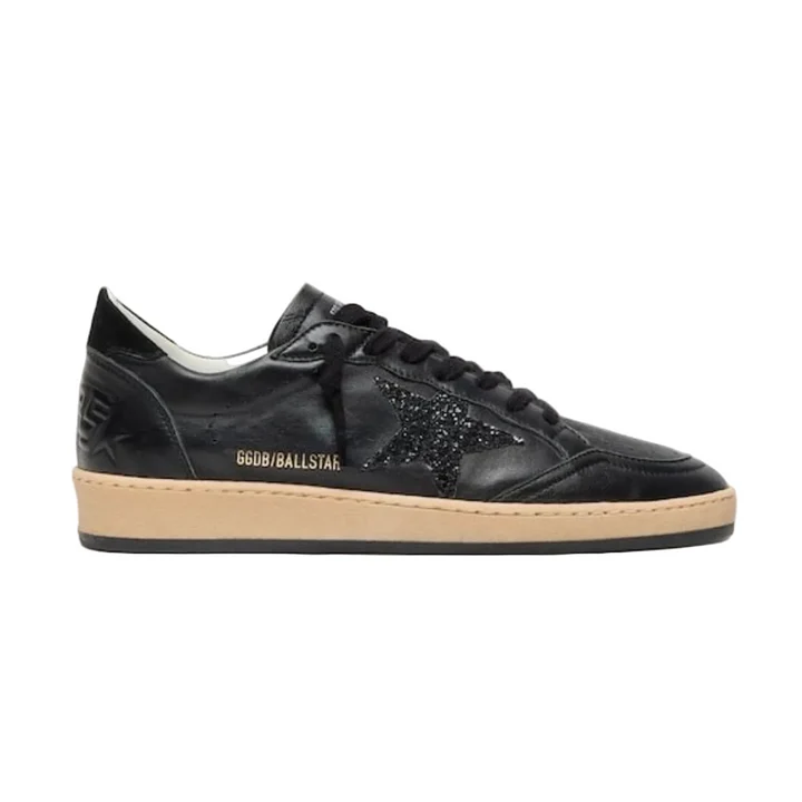 IMG-9677 Golden Goose Ball Star in black nappa with black glitter star and suede heel tab(women) - Image 1