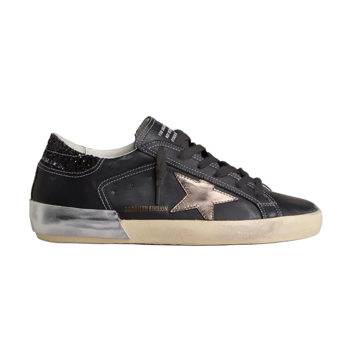IMG-9806 Golden Goose in black glitter with cream star and suede inserts(Women's) - Image 1