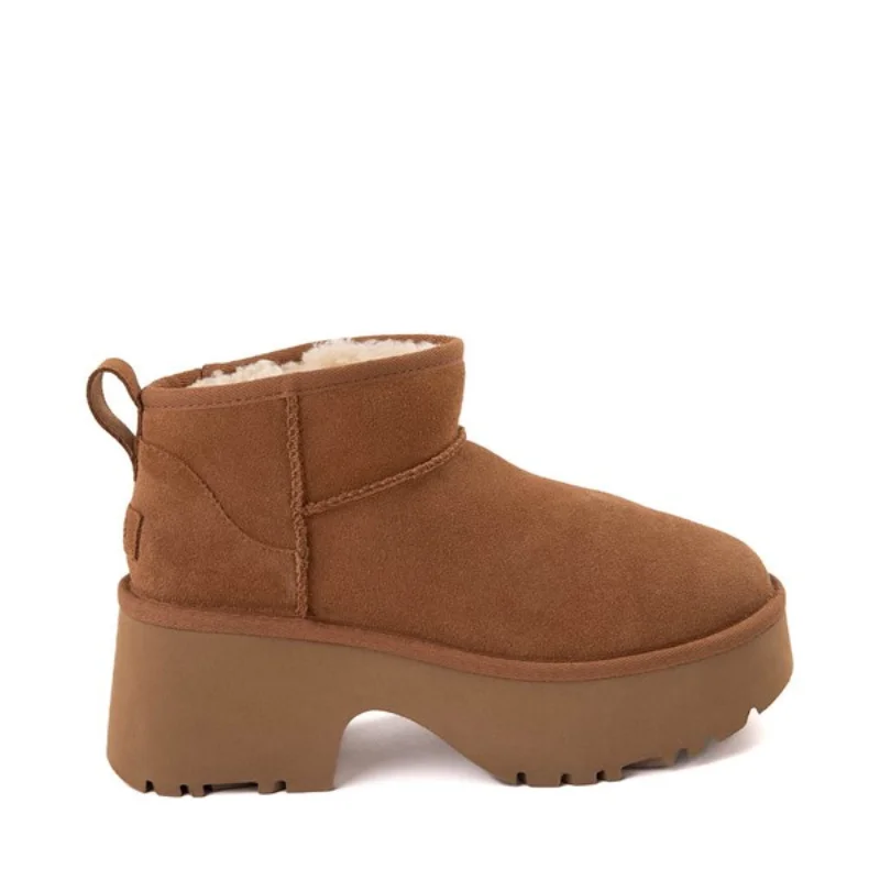 145 UGG Classic Ultra Mini New Heights Boot – Chestnut - Image 1